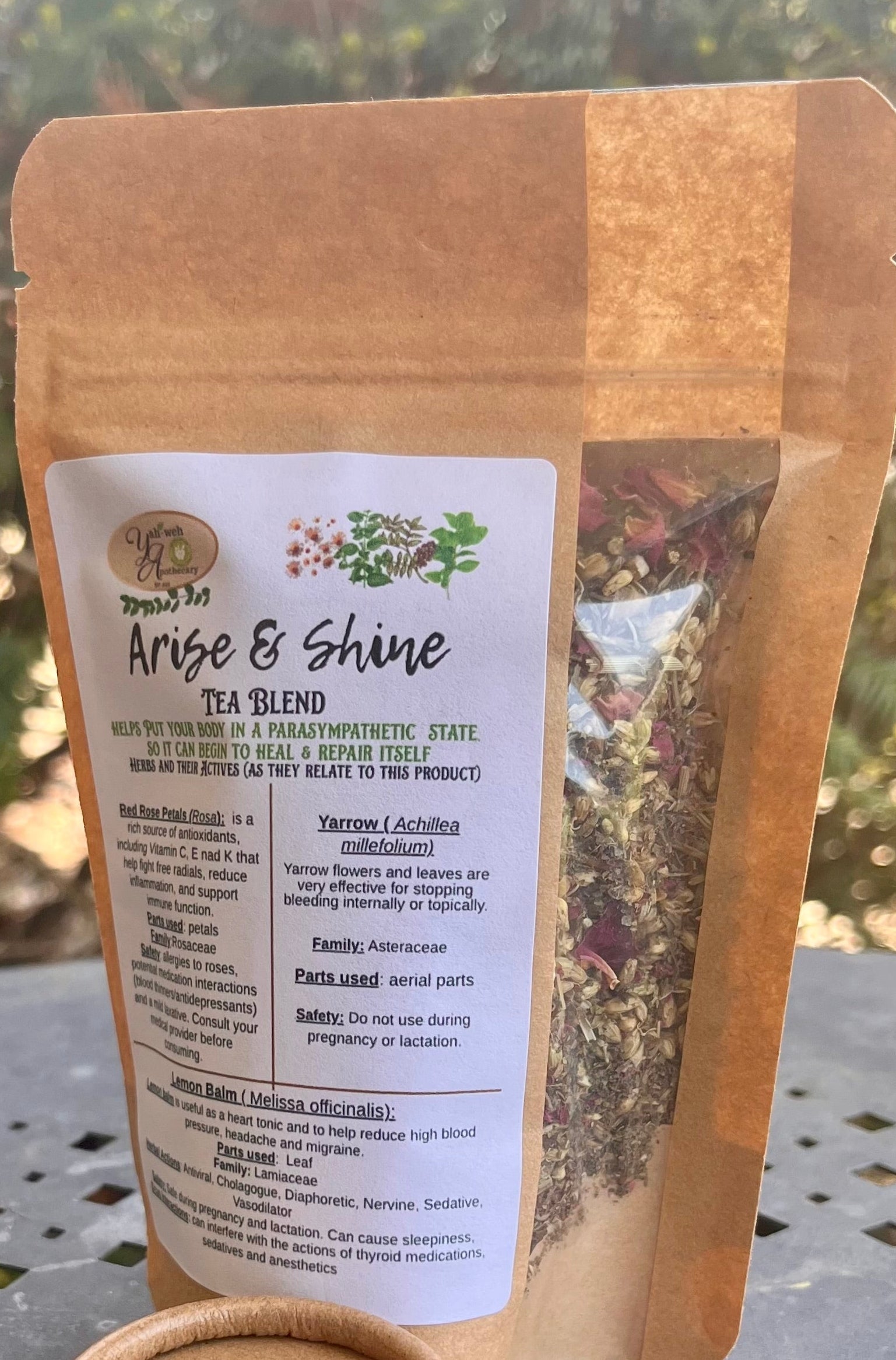 Yahweh's Apothecary Arise & Shine herbal tea blend lifestyle shot