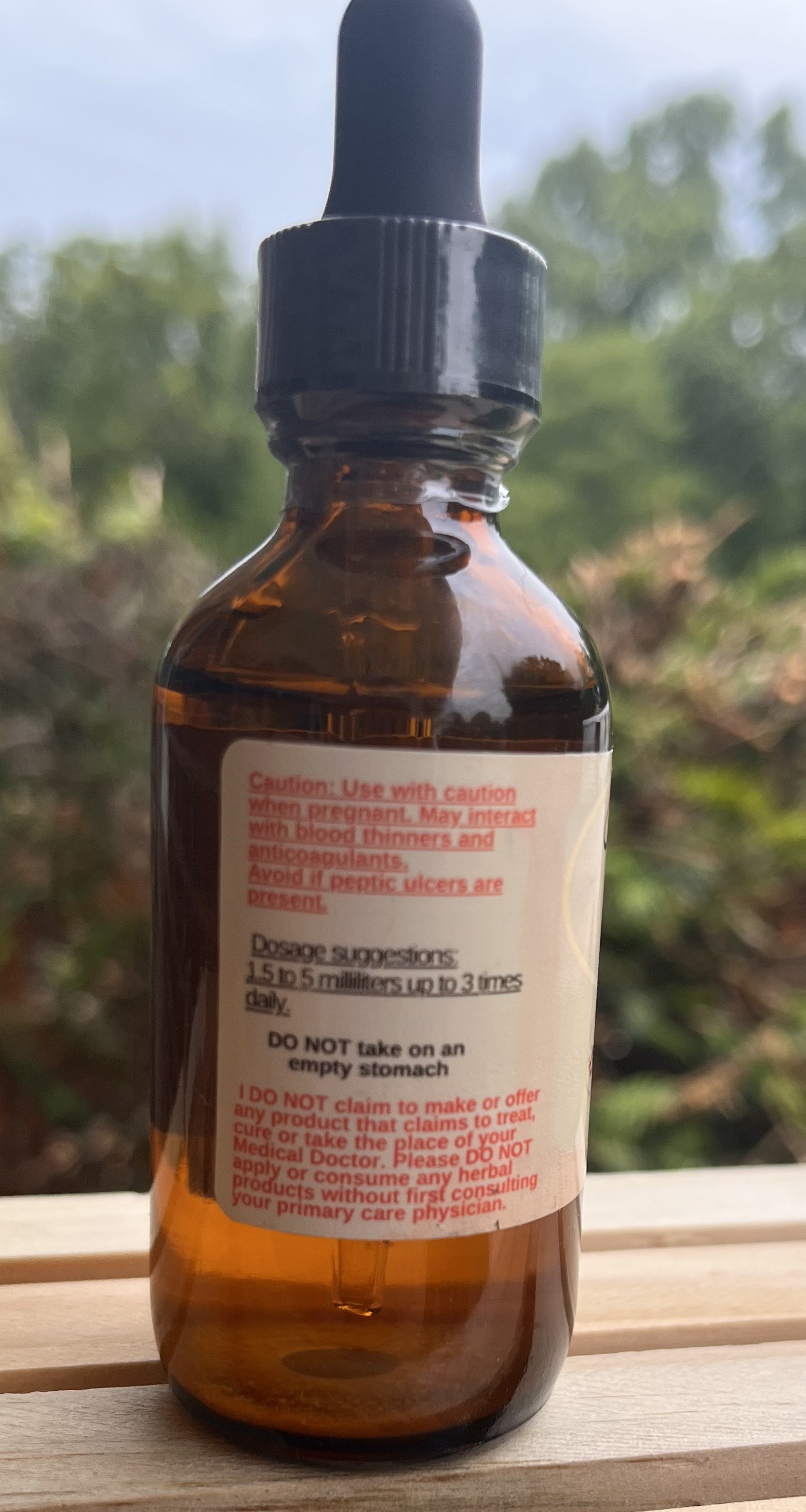 Yahweh's Apothecary Ginger Root tincture bottle dosage and details label