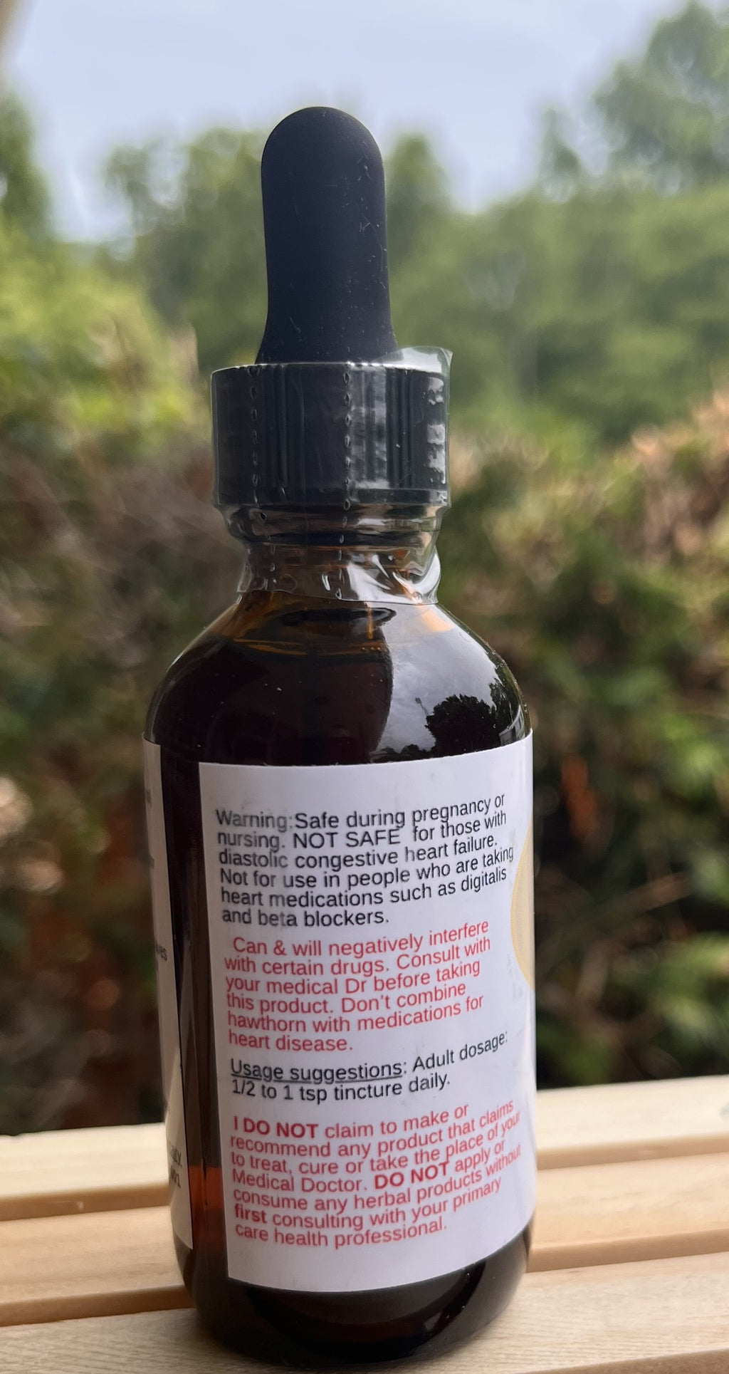 Yahweh's Apothecary Hawthorn tincture side panel shot