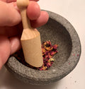 Yahweh's Apothecary wooden tea scoop for loose leaf herbal tea