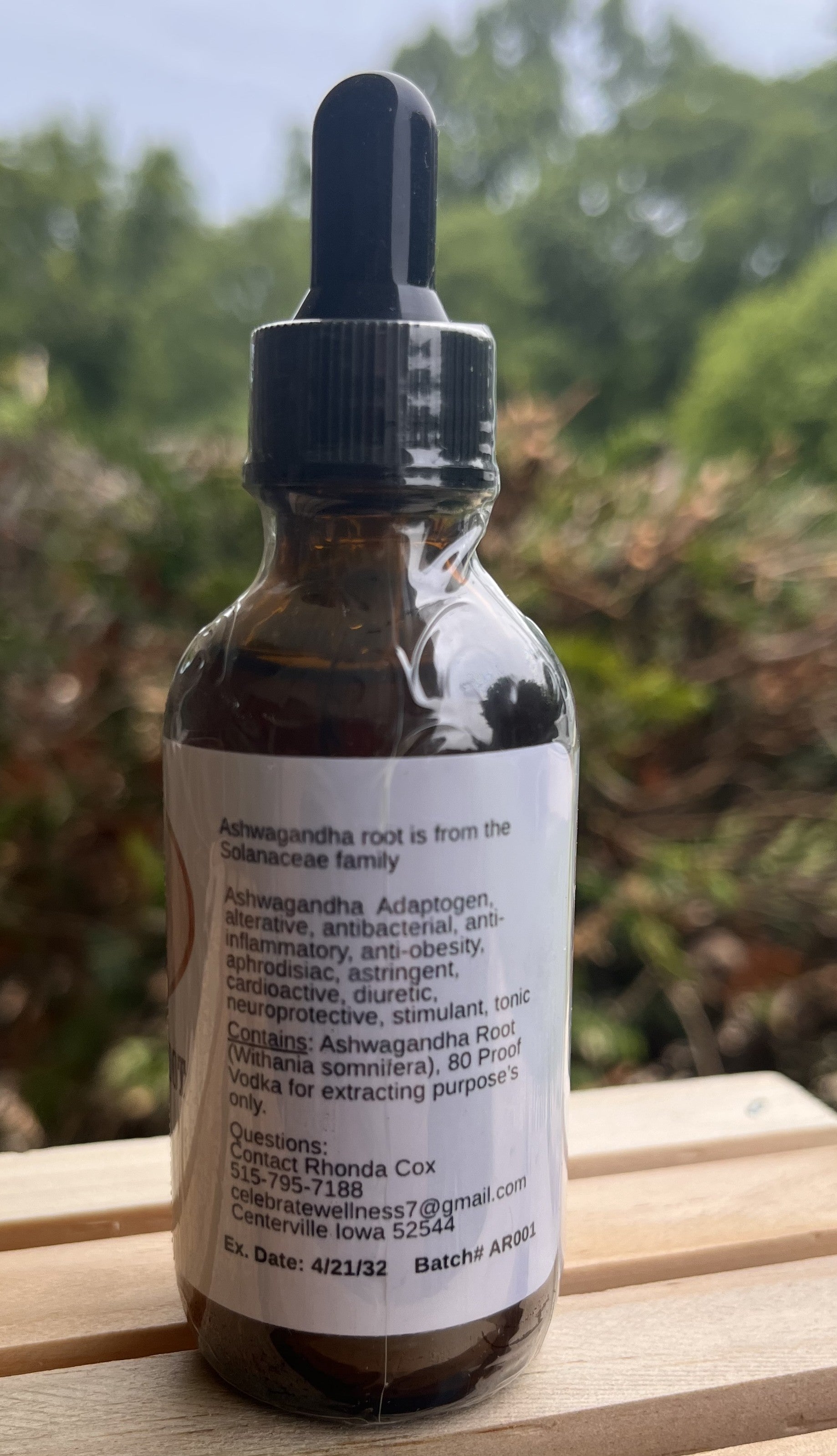 Yahweh's Apothecary Ashwagandha Root tincture bottle side panel