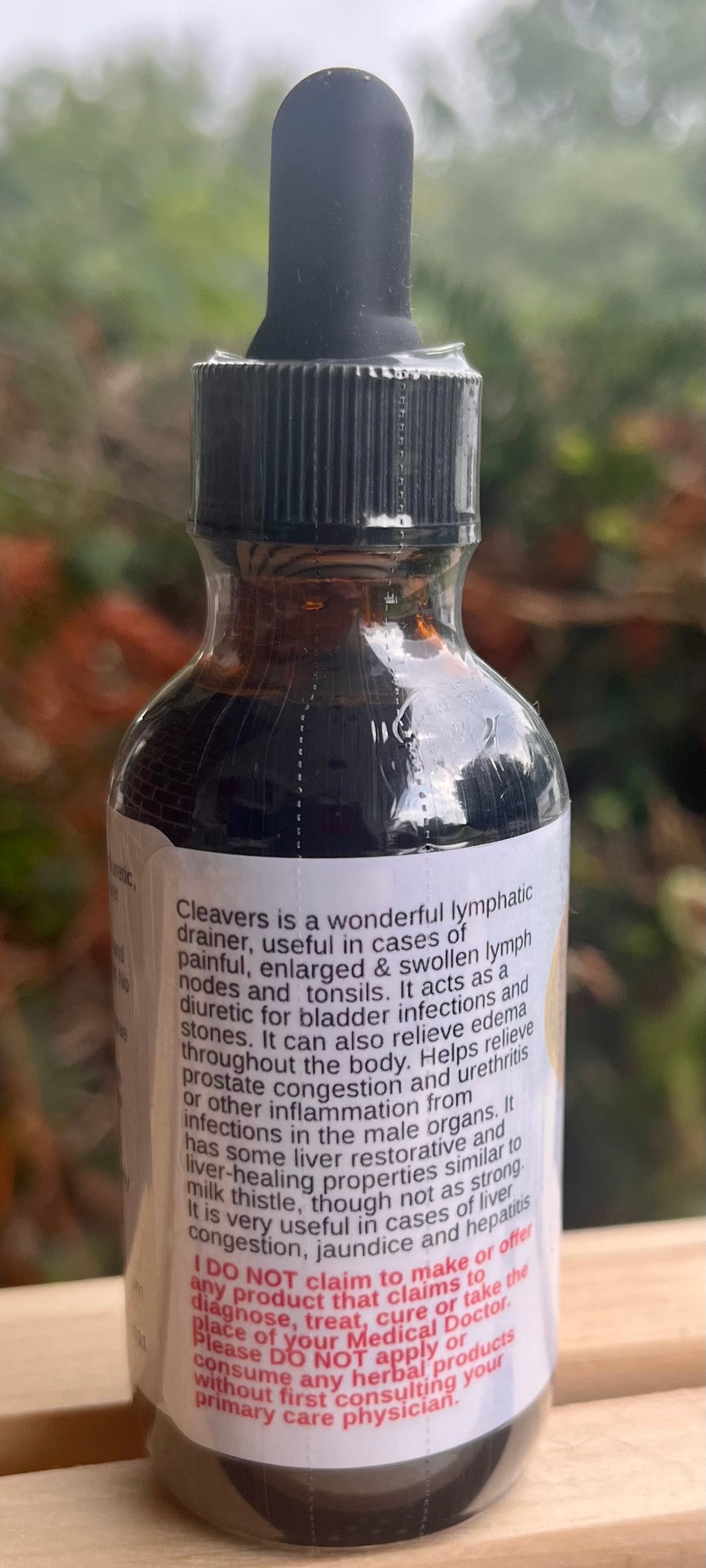 Yahweh's Apothecary Cleavers tincture bottle side label