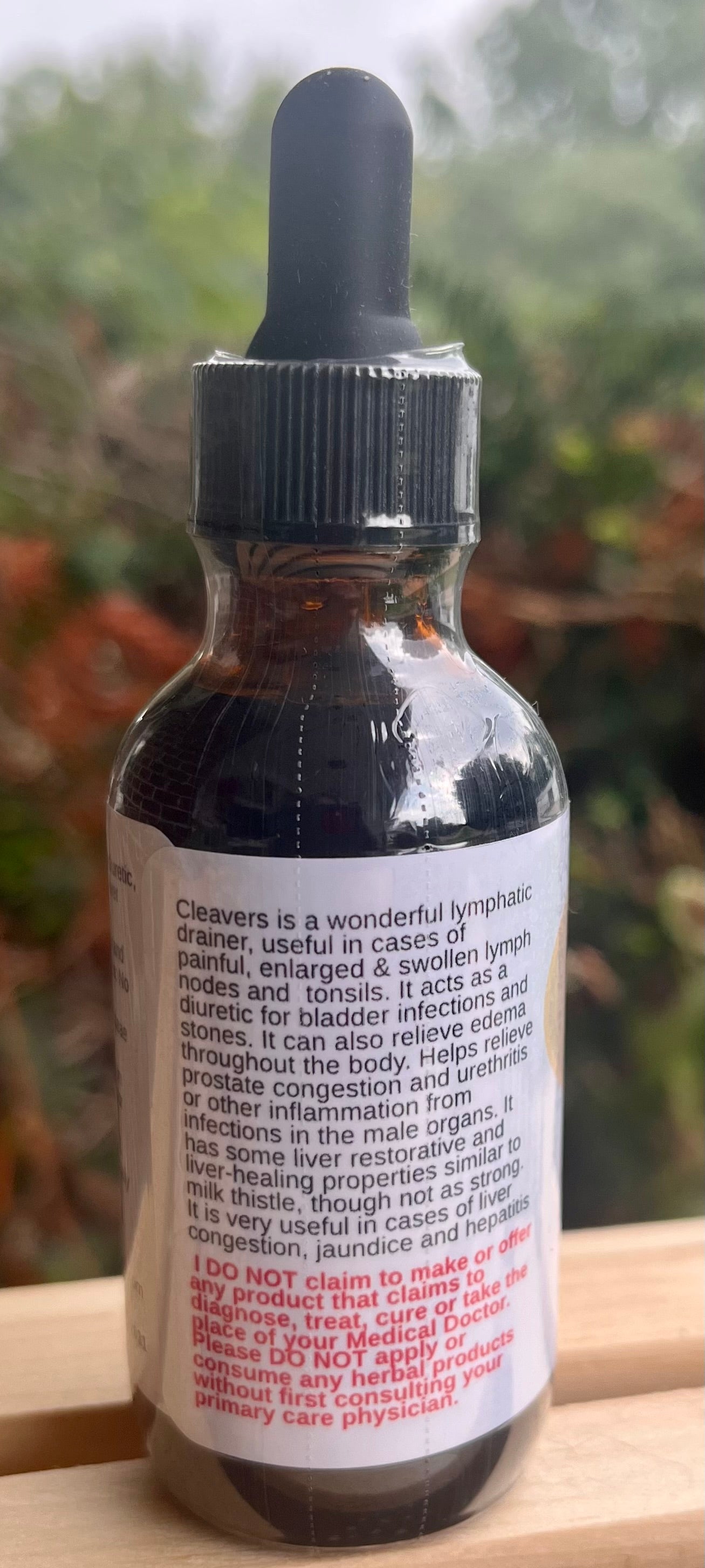 Yahweh's Apothecary Cleavers tincture bottle side label