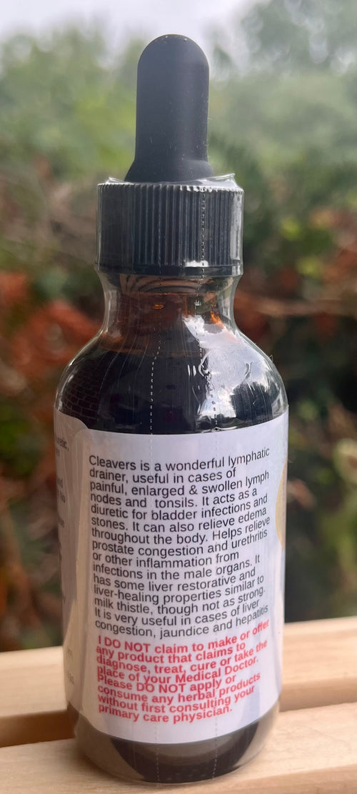 Yahweh's Apothecary Cleavers tincture bottle side label