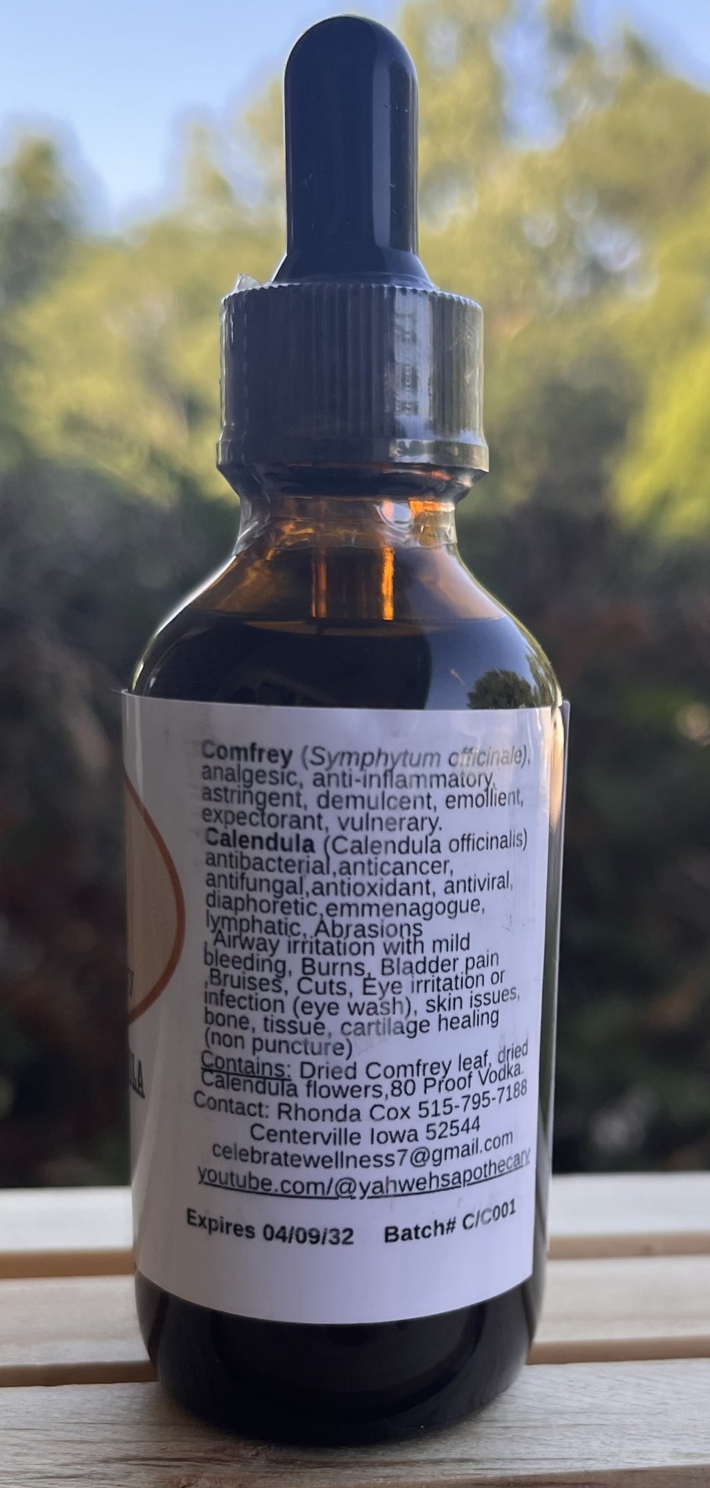 Yahweh's Apothecary Comfrey and Calendula tincture lifestyle product shot