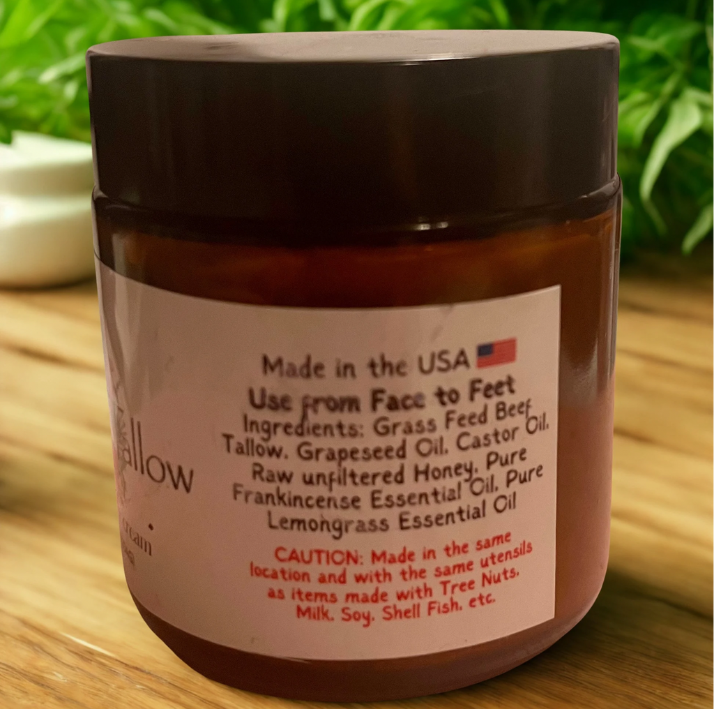Yahweh's Apothecary Honey Tallow Cream ingredient label